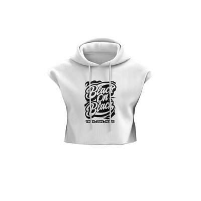 B.O.B.  Graffiti Crop Top Sleeveless Hoodie White