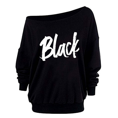 B.O.B. Gold Black Women's Off The Shoulder Sweatshirt Full Sleeves