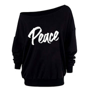 B.O.B. Gold Peace Women's Off The Shoulder Sweatshirt Full Sleeves