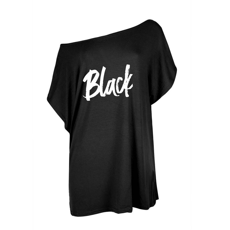 B.O.B. Gold Black Women's Off The Shoulder Sweatshirt Half Sleeves