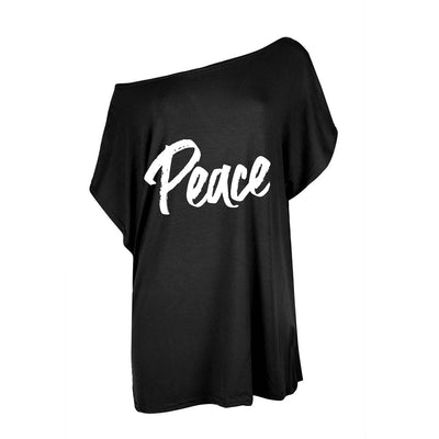 B.O.B. Gold Peace Women's Off The Shoulder Sweatshirt Half Sleeves