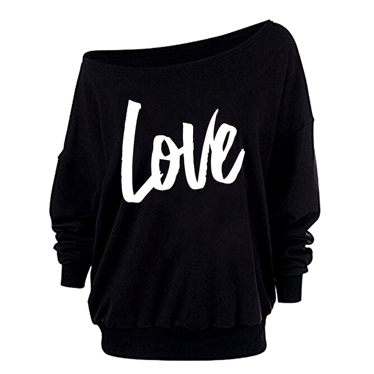 B.O.B. Gold Love Women's Off The Shoulder Sweatshirt Full Sleeves