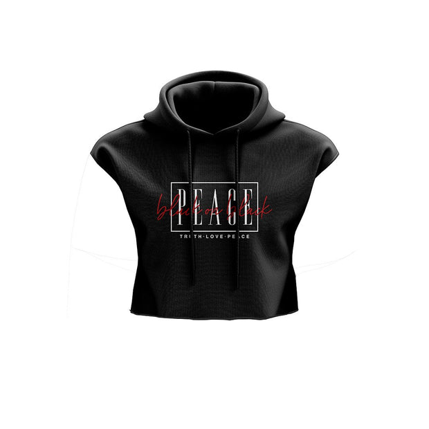 B.O.B.  Crop Top Sleeveless Hoodie Peace Cursive Red