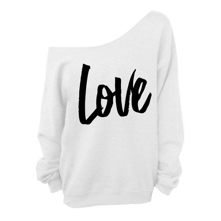 B.O.B. Gold Love Women's Off The Shoulder Sweatshirt Full Sleeves