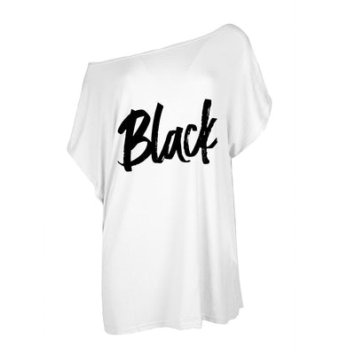 B.O.B. Gold Black Women's Off The Shoulder Sweatshirt Half Sleeves